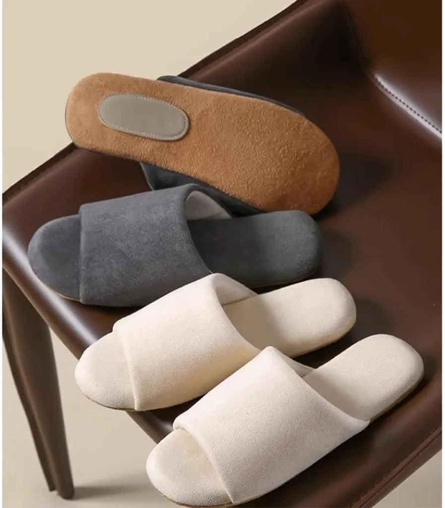 XUEMML Women Cotton Slippers，Japanese Mute Slippers, Men And Women Four Seasons Home Indoor Wooden Floor Non-slip Soft Bottom Silent Soft Slippers