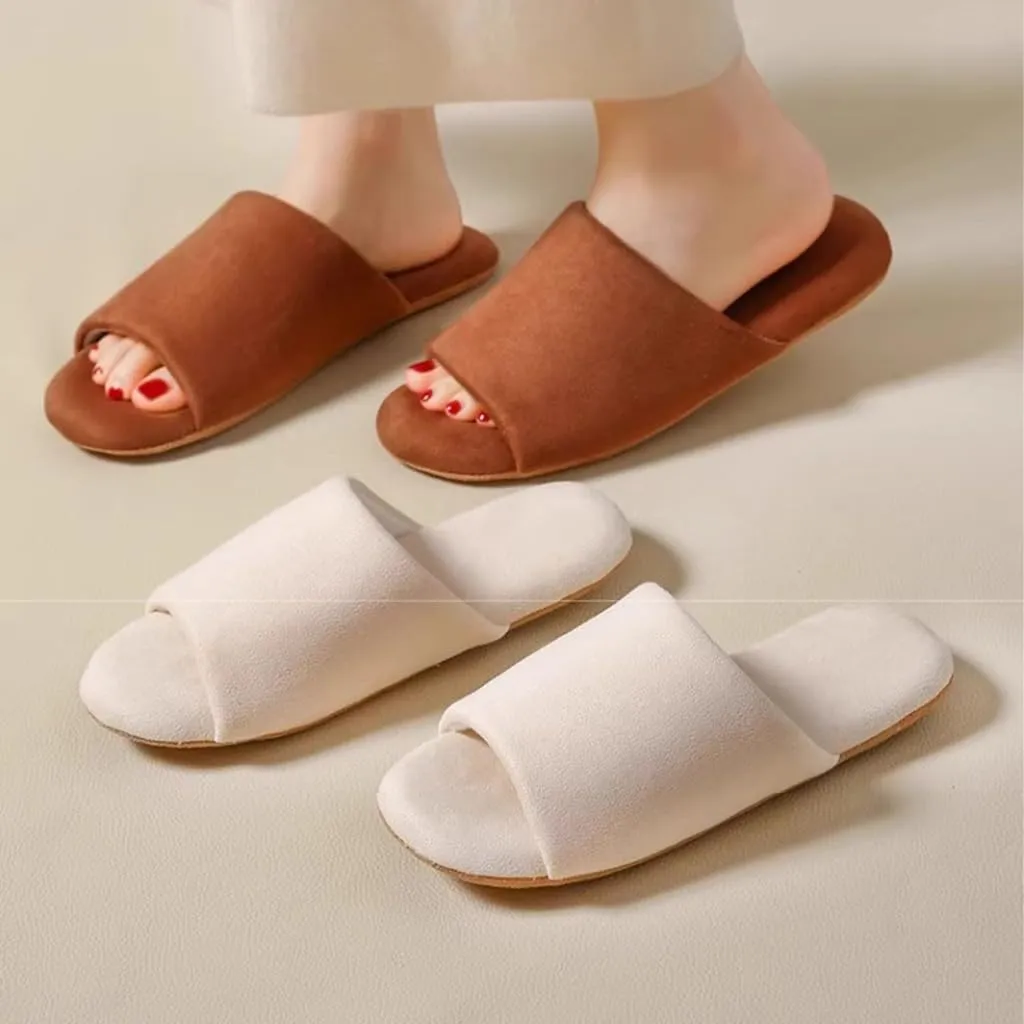 XUEMML Women Cotton Slippers，Japanese Mute Slippers, Men And Women Four Seasons Home Indoor Wooden Floor Non-slip Soft Bottom Silent Soft Slippers
