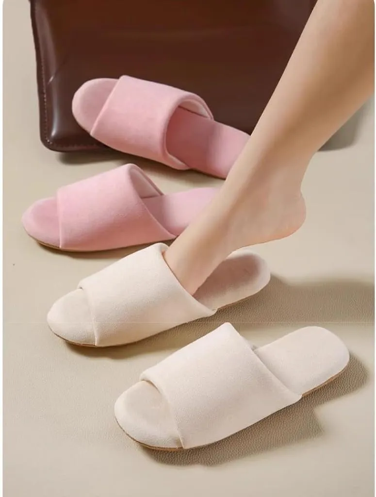 XUEMML Women Cotton Slippers，Japanese Mute Slippers, Men And Women Four Seasons Home Indoor Wooden Floor Non-slip Soft Bottom Silent Soft Slippers