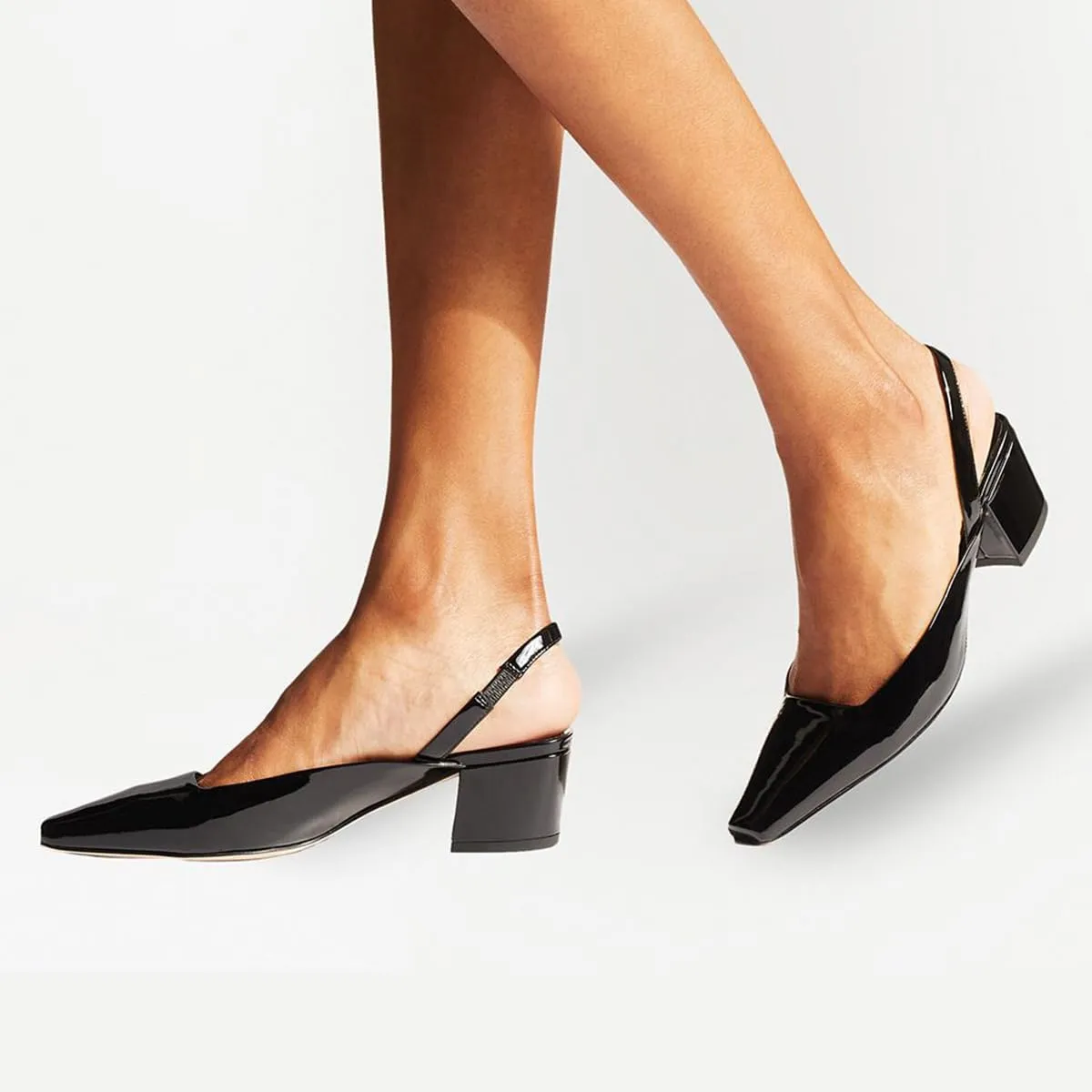 XYD Women Chunky Block Low Heels Slingback Pumps Square Closed Toe Slip On Sandal Party Dress Office Shoes