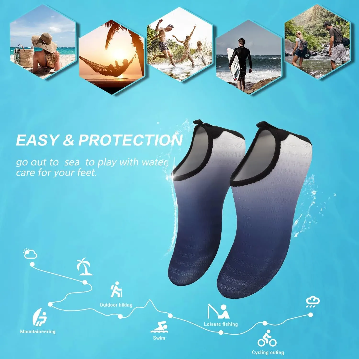 YALOX Water Shoes Women's Men's Outdoor Beach Swimming Aqua Socks Quick-Dry Barefoot Shoes Surfing Yoga Pool Exercise