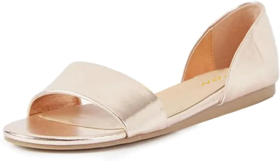 YDN Western Open Toe D'Orsay Casual Flats Sandals Slip on Comfy Walking Shoes Size 4-16 US