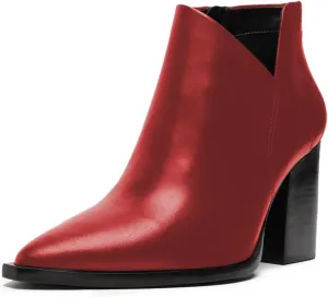 YDN Women Classic Closed Pointed Toe Ankle Boots Chunky Block Mid Heels Side Zipper Booties Daily Outfit Comfy Shoes Size 4-16 US