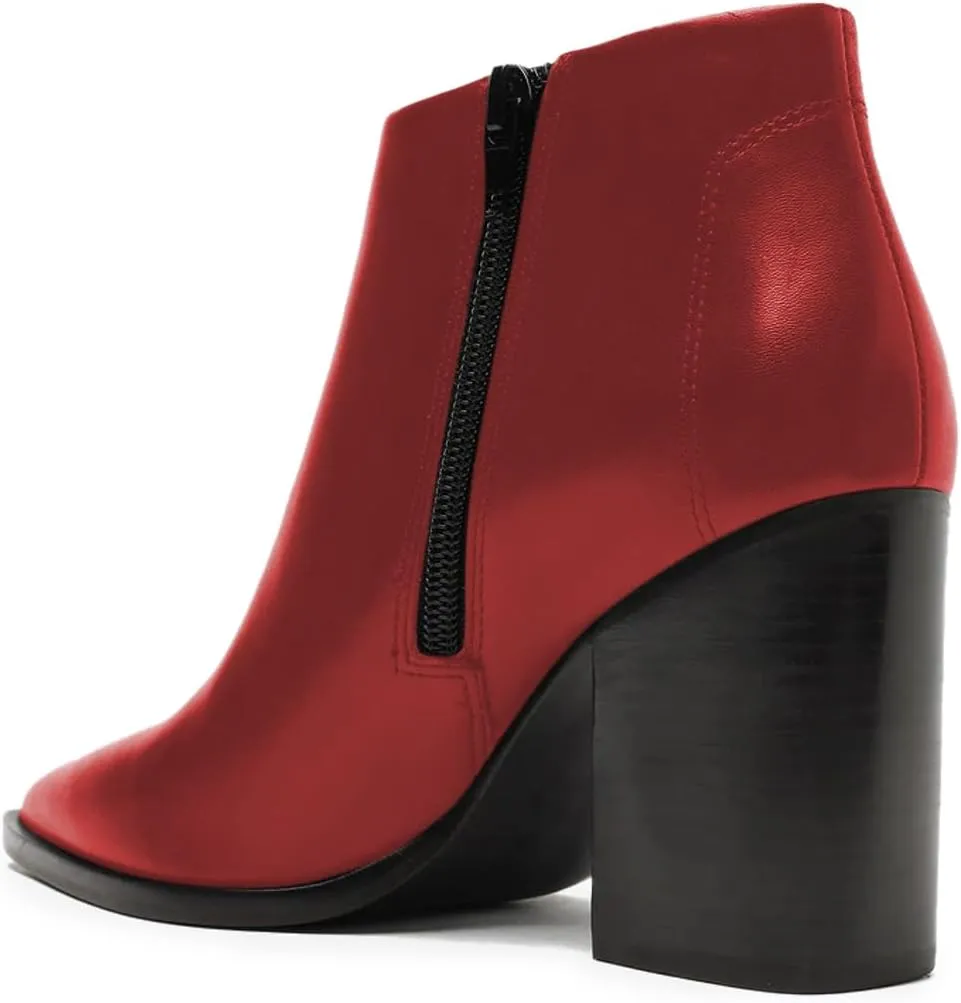YDN Women Classic Closed Pointed Toe Ankle Boots Chunky Block Mid Heels Side Zipper Booties Daily Outfit Comfy Shoes Size 4-16 US