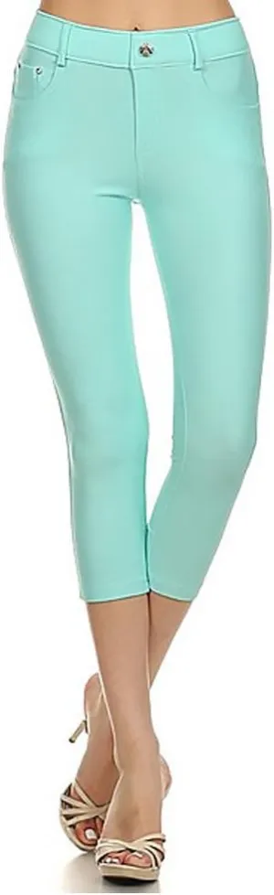 YELETE New Women's Stretchy Skinny Jeggings Shorts & Capri Pull On Style Trends SNJ