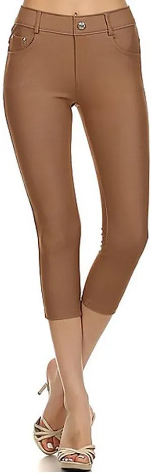 YELETE New Women's Stretchy Skinny Jeggings Shorts & Capri Pull On Style Trends SNJ