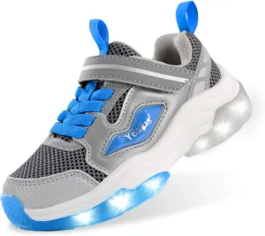 YESKIS Kids Boys Girls Light Up Shoes Lightweight Mesh Breathable Led Flashing FutuVibe Running Sneakers for Little Kid and Big Kid