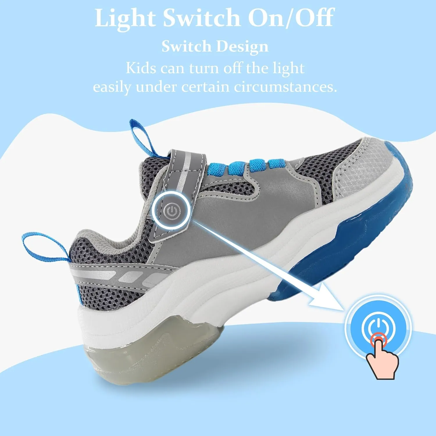 YESKIS Kids Boys Girls Light Up Shoes Lightweight Mesh Breathable Led Flashing FutuVibe Running Sneakers for Little Kid and Big Kid