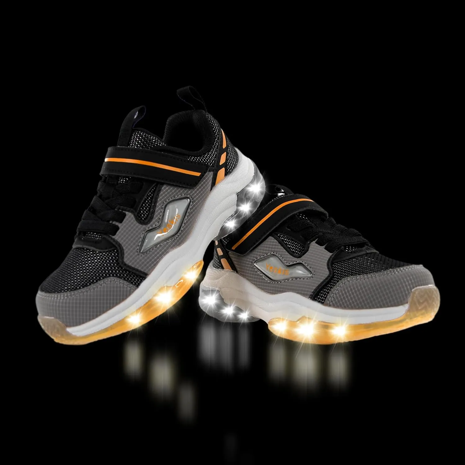 YESKIS Kids Boys Girls Light Up Shoes Lightweight Mesh Breathable Led Flashing FutuVibe Running Sneakers for Little Kid and Big Kid