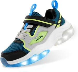 YESKIS Kids Boys Girls Light Up Shoes Lightweight Mesh Breathable Led Flashing FutuVibe Running Sneakers for Little Kid and Big Kid