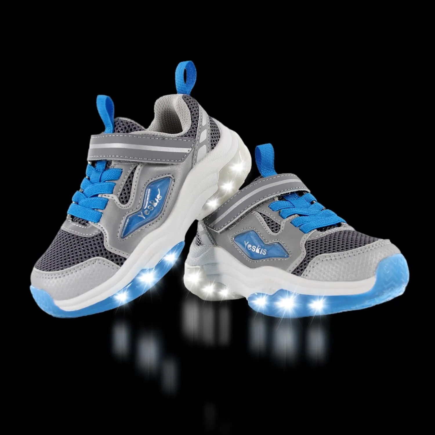 YESKIS Kids Boys Girls Light Up Shoes Lightweight Mesh Breathable Led Flashing FutuVibe Running Sneakers for Little Kid and Big Kid