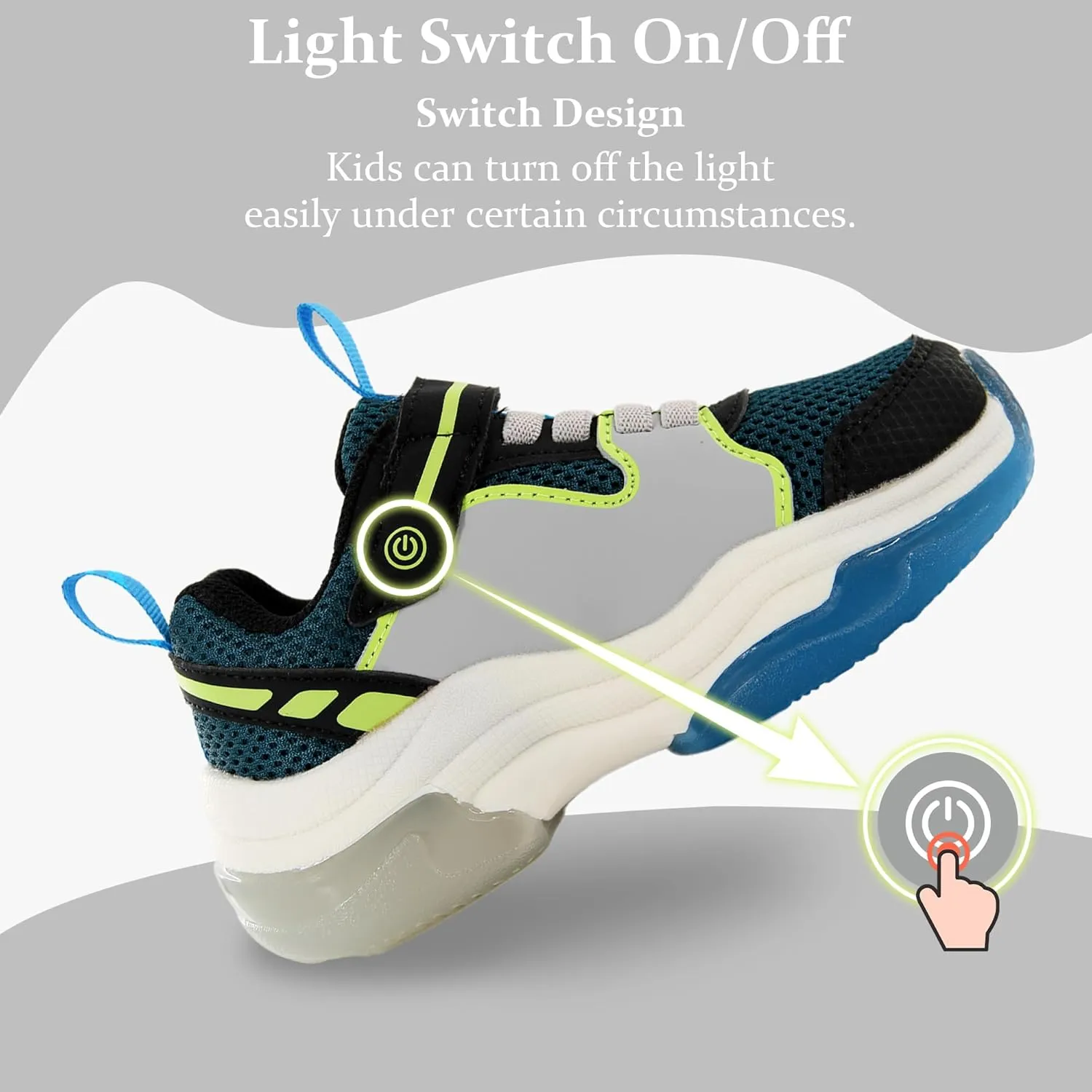 YESKIS Kids Boys Girls Light Up Shoes Lightweight Mesh Breathable Led Flashing FutuVibe Running Sneakers for Little Kid and Big Kid