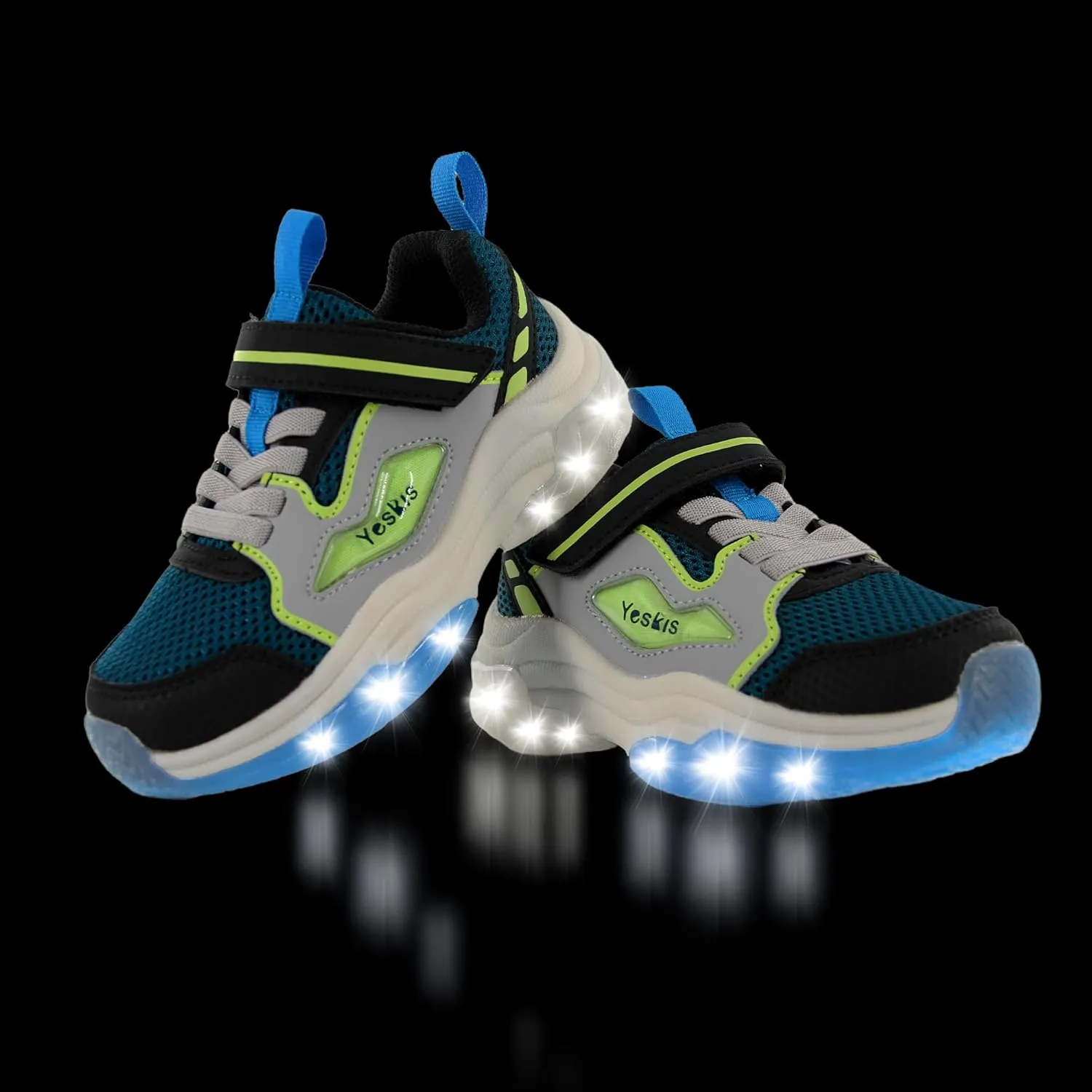 YESKIS Kids Boys Girls Light Up Shoes Lightweight Mesh Breathable Led Flashing FutuVibe Running Sneakers for Little Kid and Big Kid