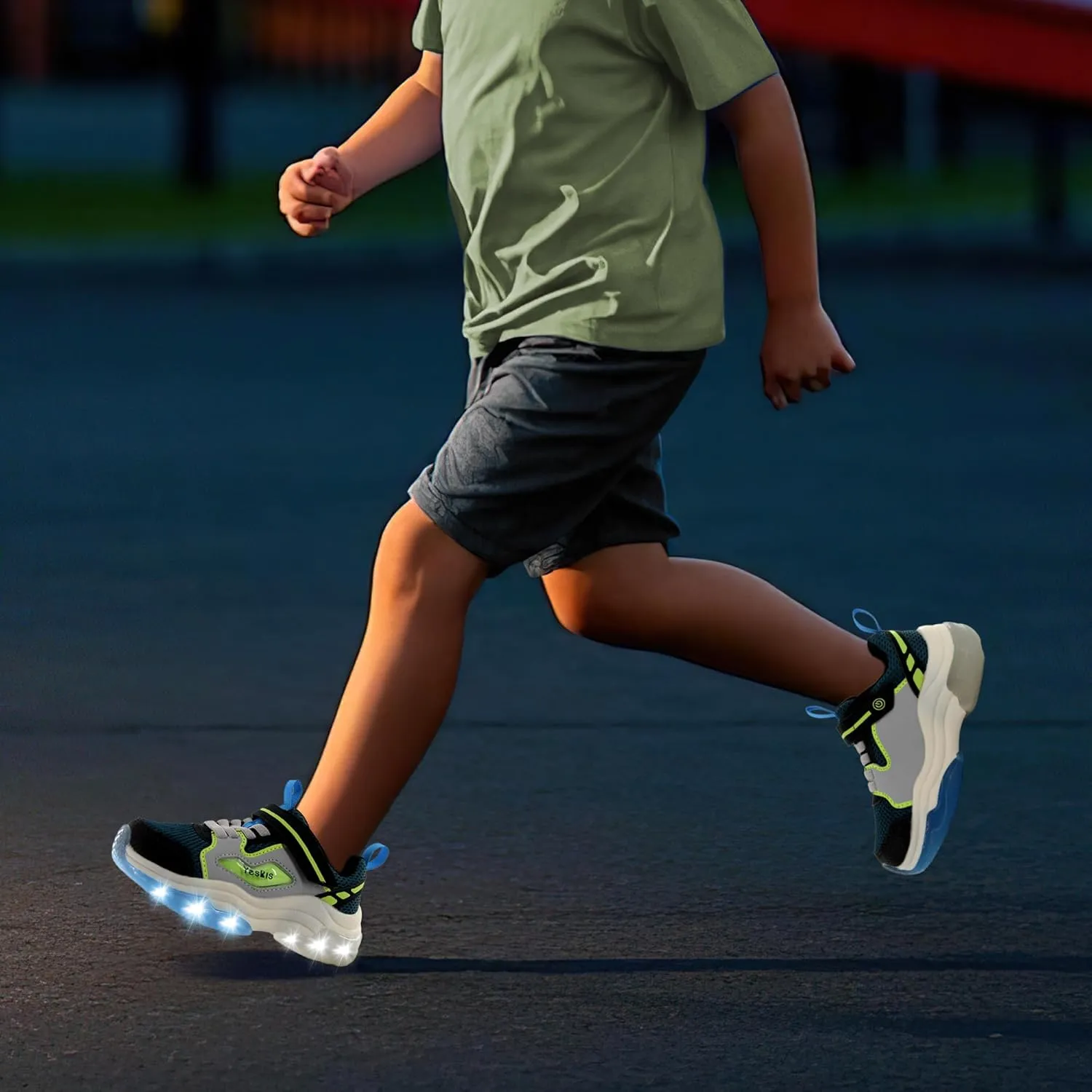 YESKIS Kids Boys Girls Light Up Shoes Lightweight Mesh Breathable Led Flashing FutuVibe Running Sneakers for Little Kid and Big Kid