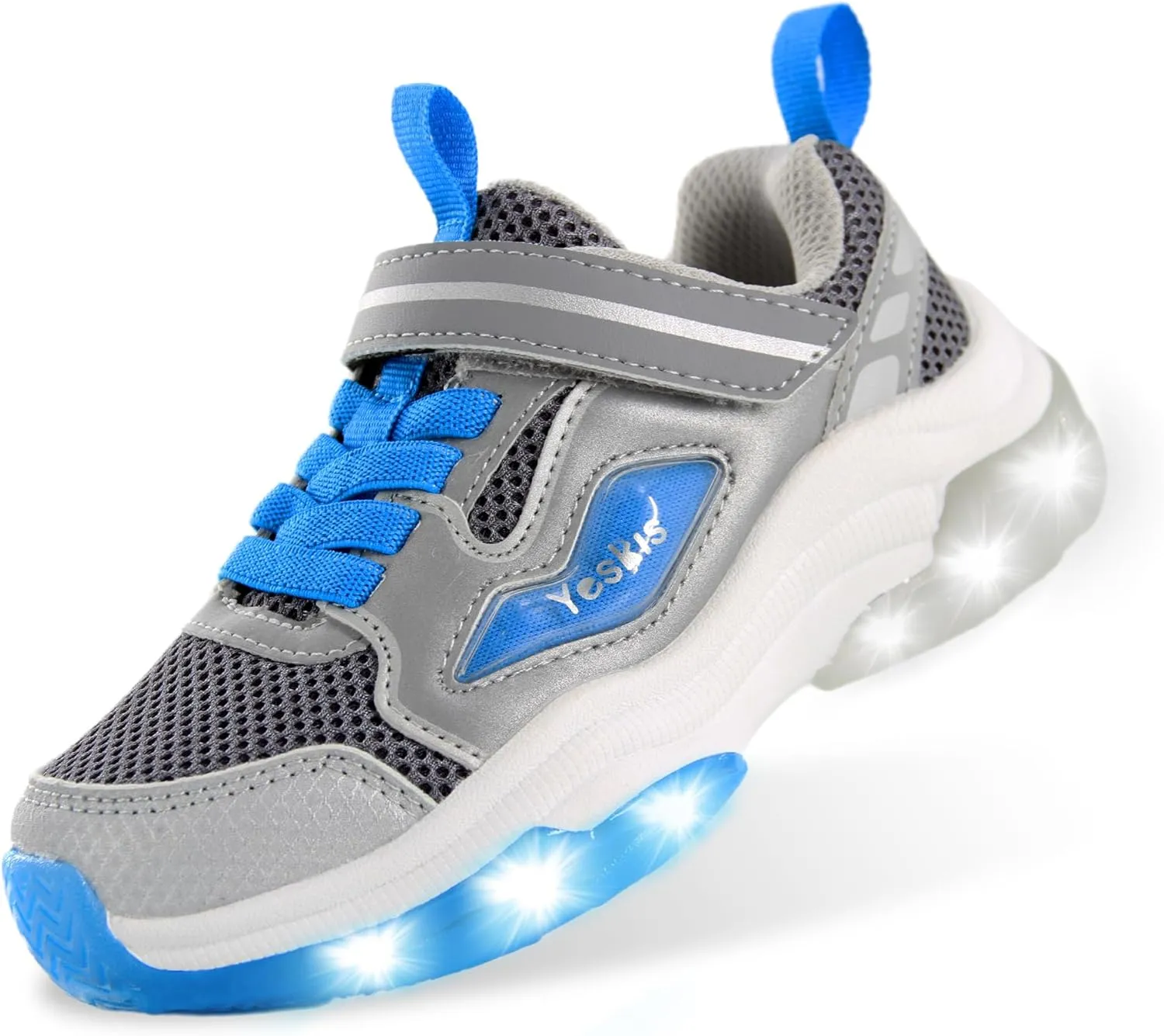 YESKIS Kids Boys Girls Light Up Shoes Lightweight Mesh Breathable Led Flashing FutuVibe Running Sneakers for Little Kid and Big Kid