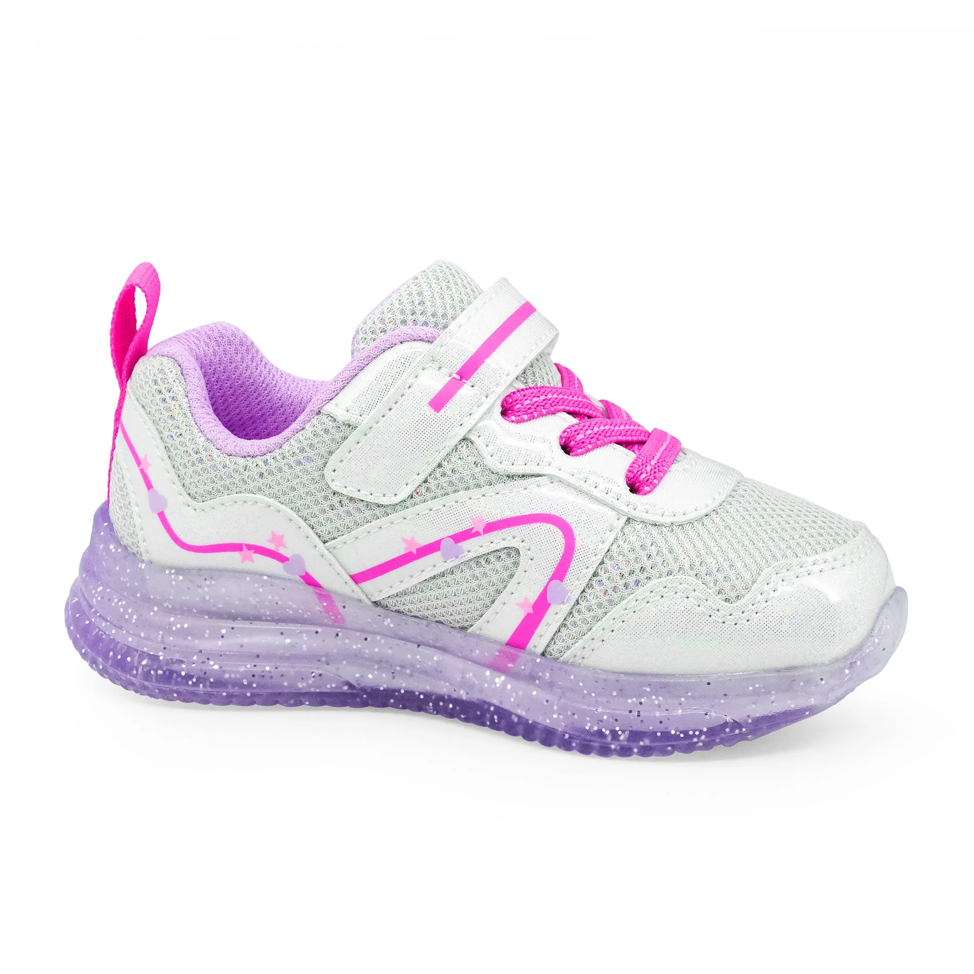 YESKIS Toddler Girls Light Up Shoes Silver