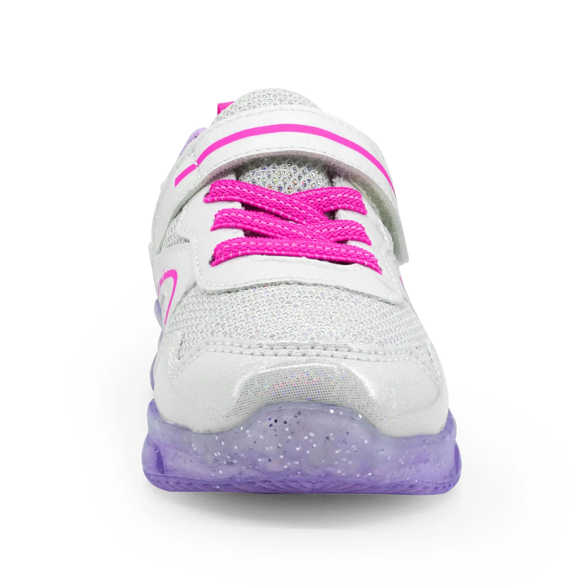 YESKIS Toddler Girls Light Up Shoes Silver