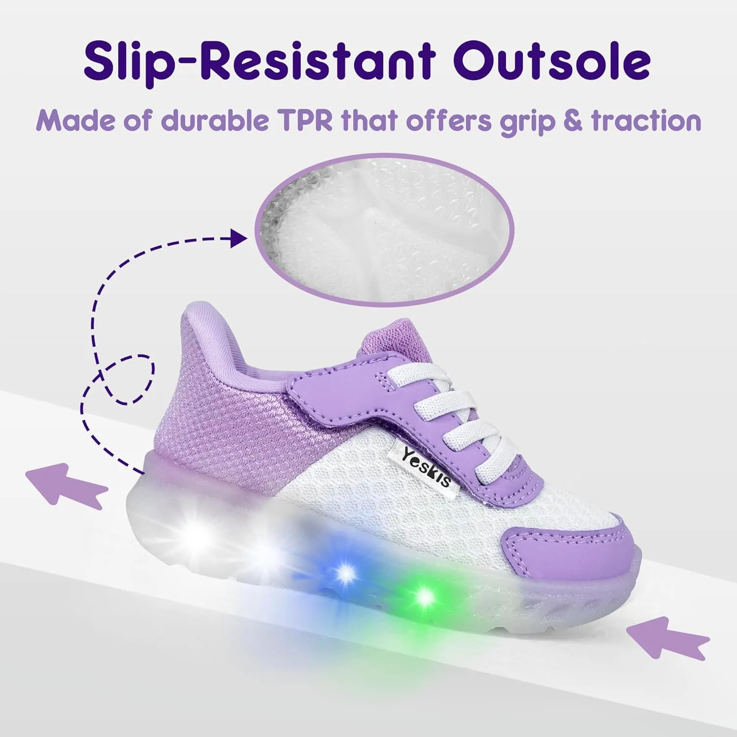 YESKIS Toddler Light Up Shoes Boys Girls Lightweight Breathable Mesh Non-Slip Running Sneakers for Toddler and Little Kid