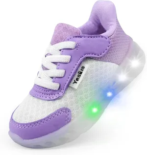 YESKIS Toddler Light Up Shoes Boys Girls Lightweight Breathable Mesh Non-Slip Running Sneakers for Toddler and Little Kid