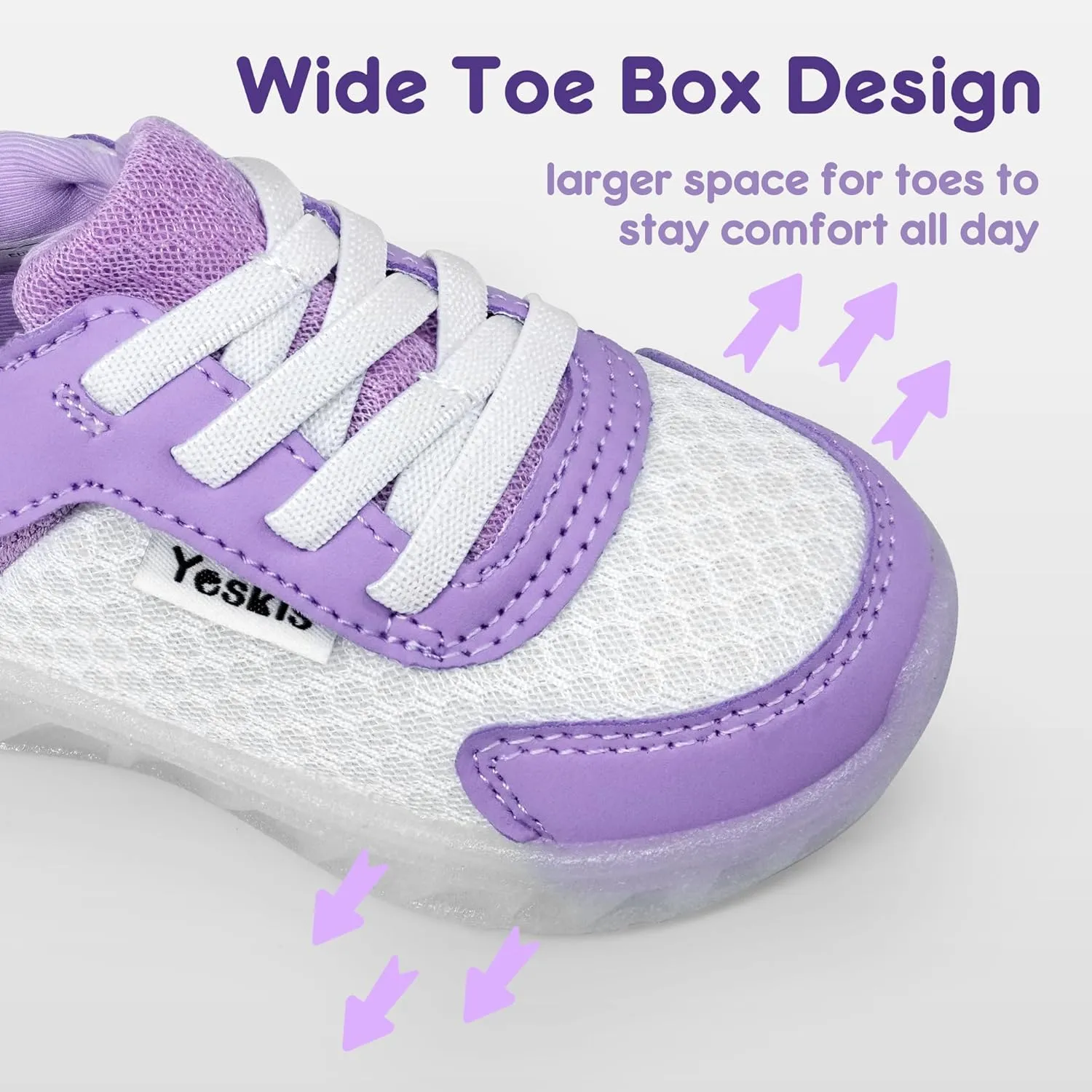 YESKIS Toddler Light Up Shoes Boys Girls Lightweight Breathable Mesh Non-Slip Running Sneakers for Toddler and Little Kid