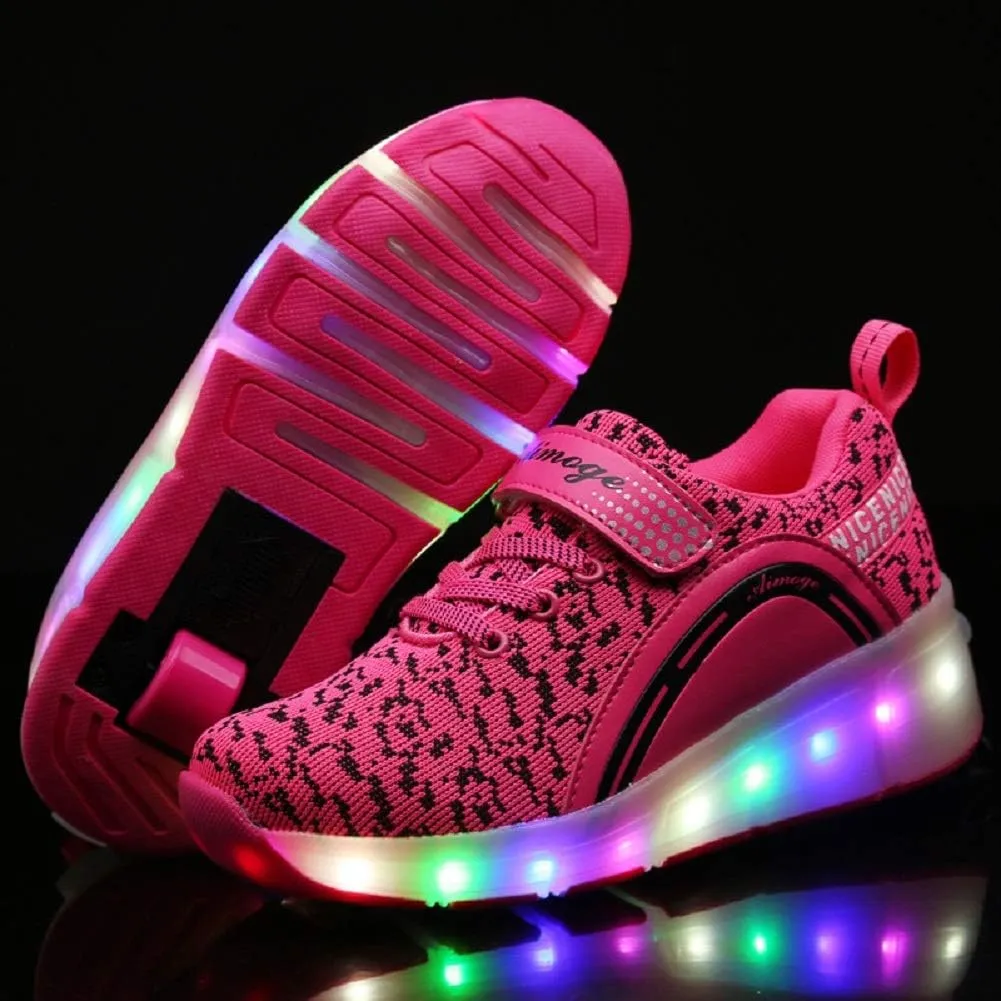 Ylllu Kids LED Roller Skate Shoes with Single Wheel Light up Roller Shoes Gift for Girls Boys Children