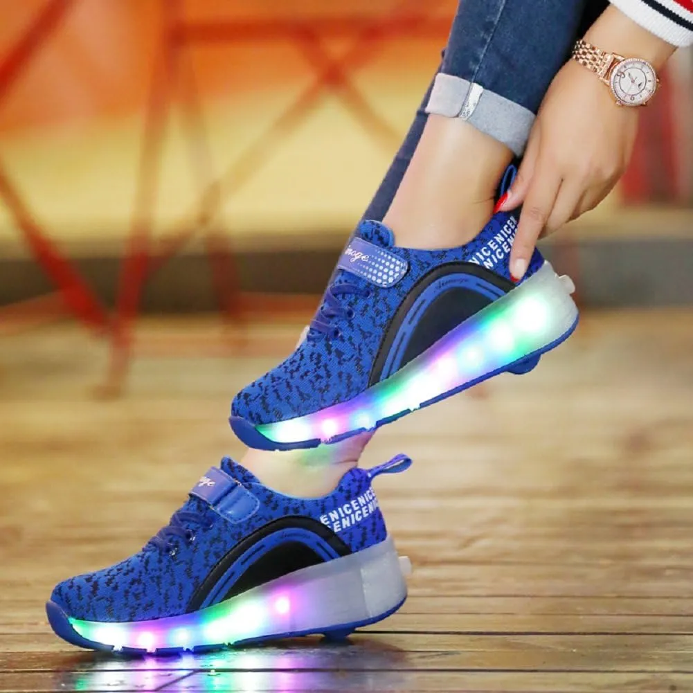 Ylllu Kids LED Roller Skate Shoes with Single Wheel Light up Roller Shoes Gift for Girls Boys Children
