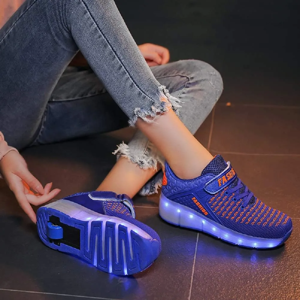 Ylllu Kids LED Roller Skate Shoes with Single Wheel Light up Roller Shoes Gift for Girls Boys Children