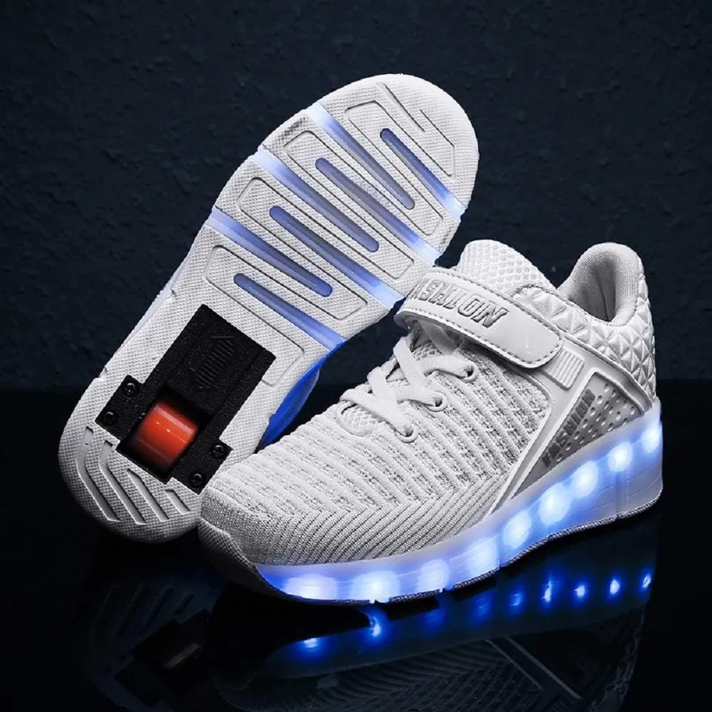 Ylllu Kids LED Roller Skate Shoes with Single Wheel Light up Roller Shoes Gift for Girls Boys Children