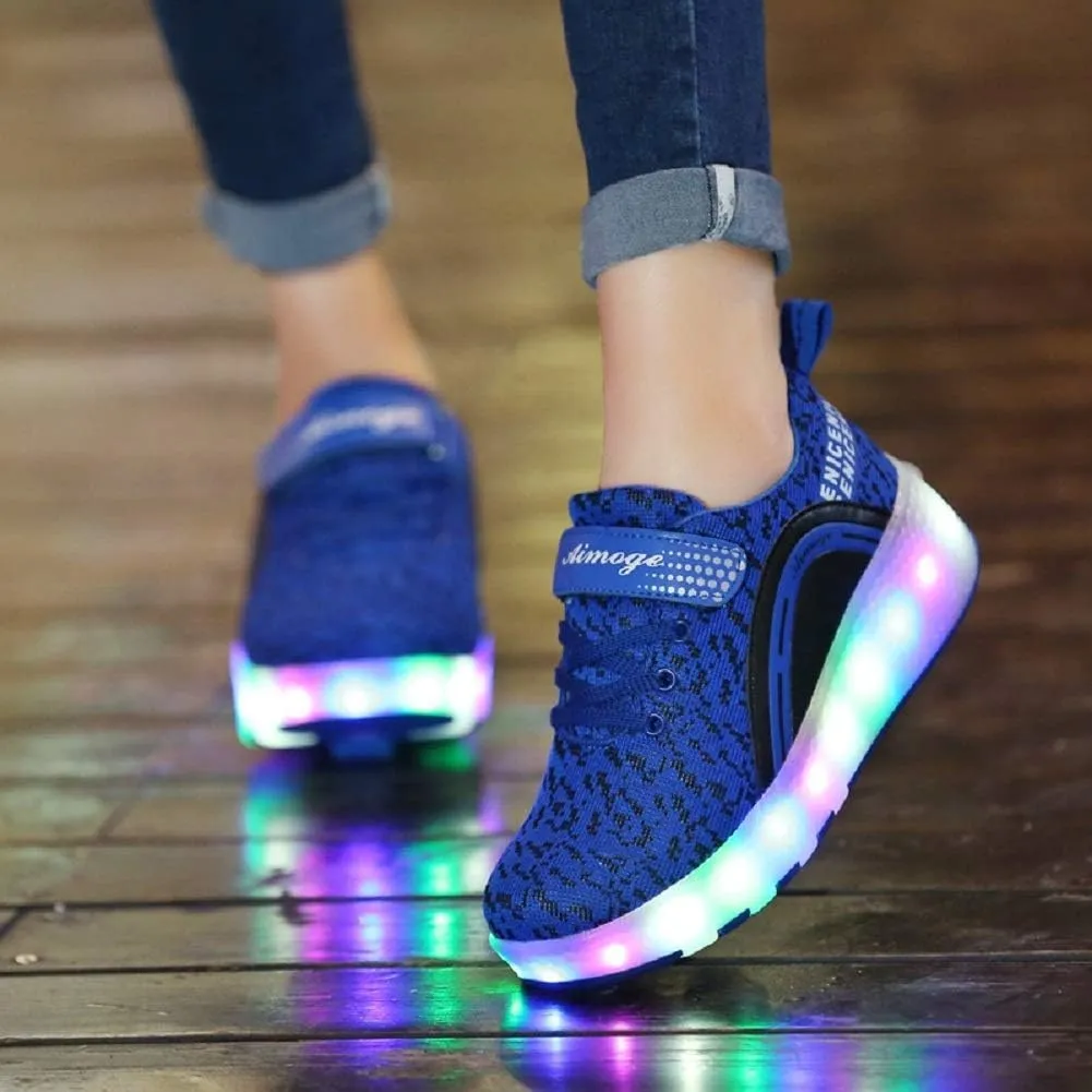 Ylllu Kids LED Roller Skate Shoes with Single Wheel Light up Roller Shoes Gift for Girls Boys Children