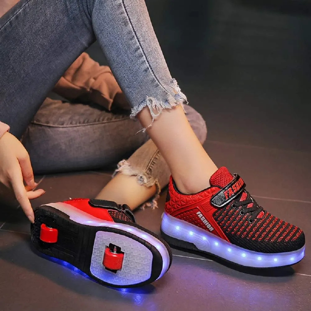 Ylllu Kids LED Roller Skate Shoes with Single Wheel Light up Roller Shoes Gift for Girls Boys Children