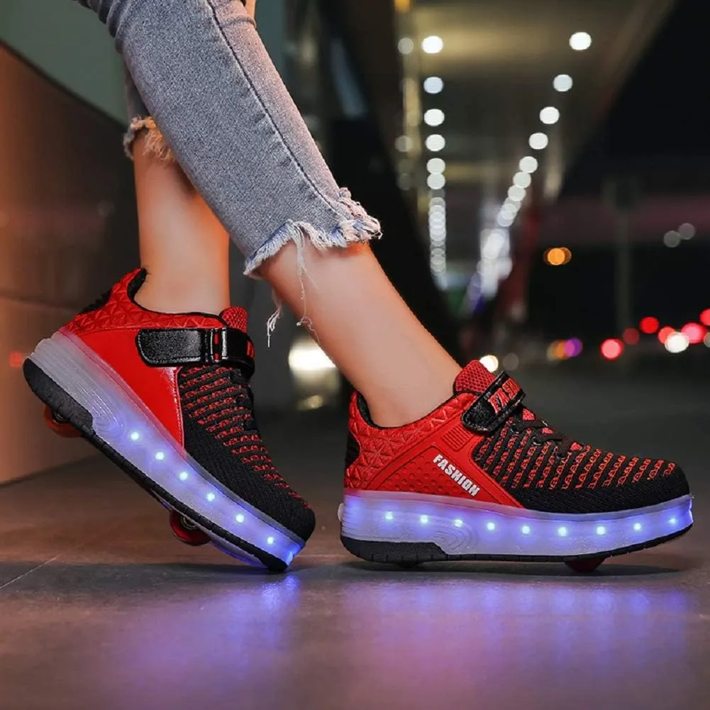 Ylllu Kids LED Roller Skate Shoes with Single Wheel Light up Roller Shoes Gift for Girls Boys Children