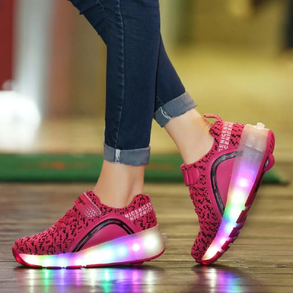 Ylllu Kids LED Roller Skate Shoes with Single Wheel Light up Roller Shoes Gift for Girls Boys Children