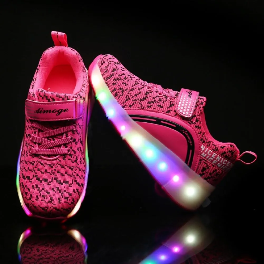 Ylllu Kids LED Roller Skate Shoes with Single Wheel Light up Roller Shoes Gift for Girls Boys Children