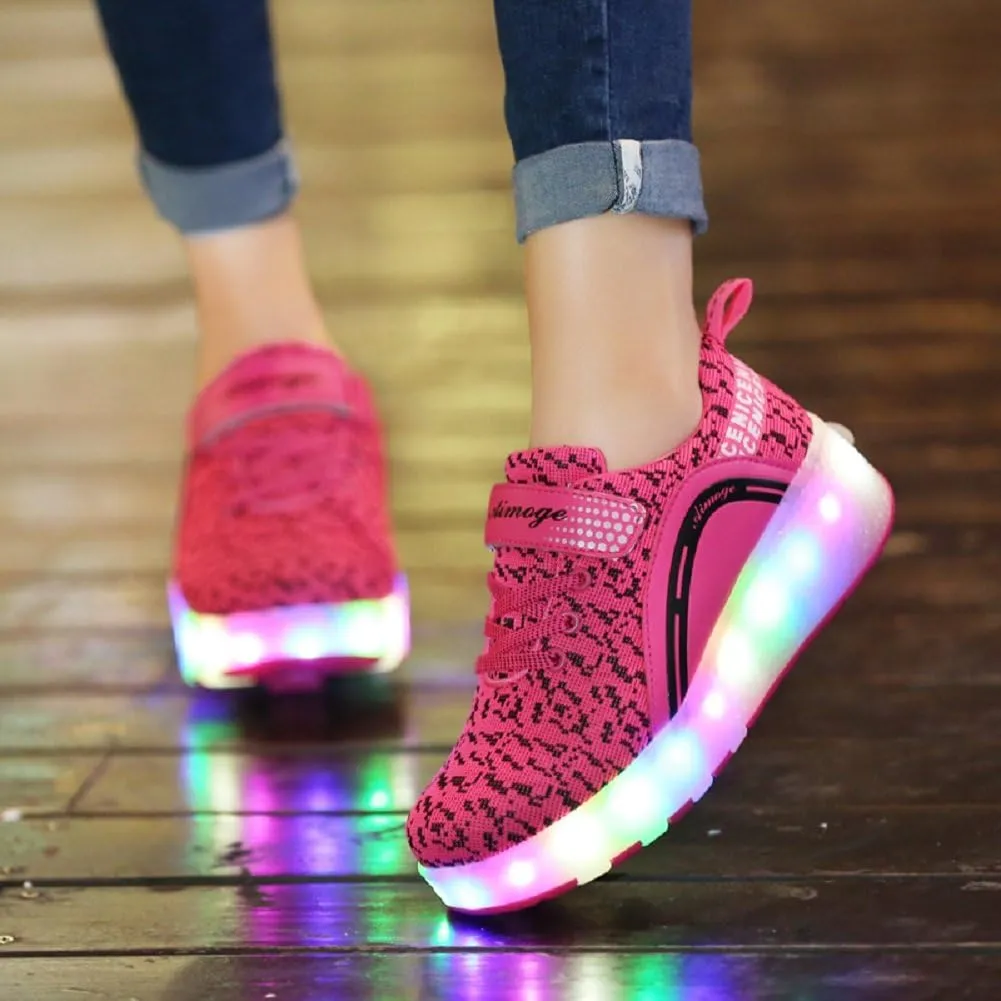 Ylllu Kids LED Roller Skate Shoes with Single Wheel Light up Roller Shoes Gift for Girls Boys Children