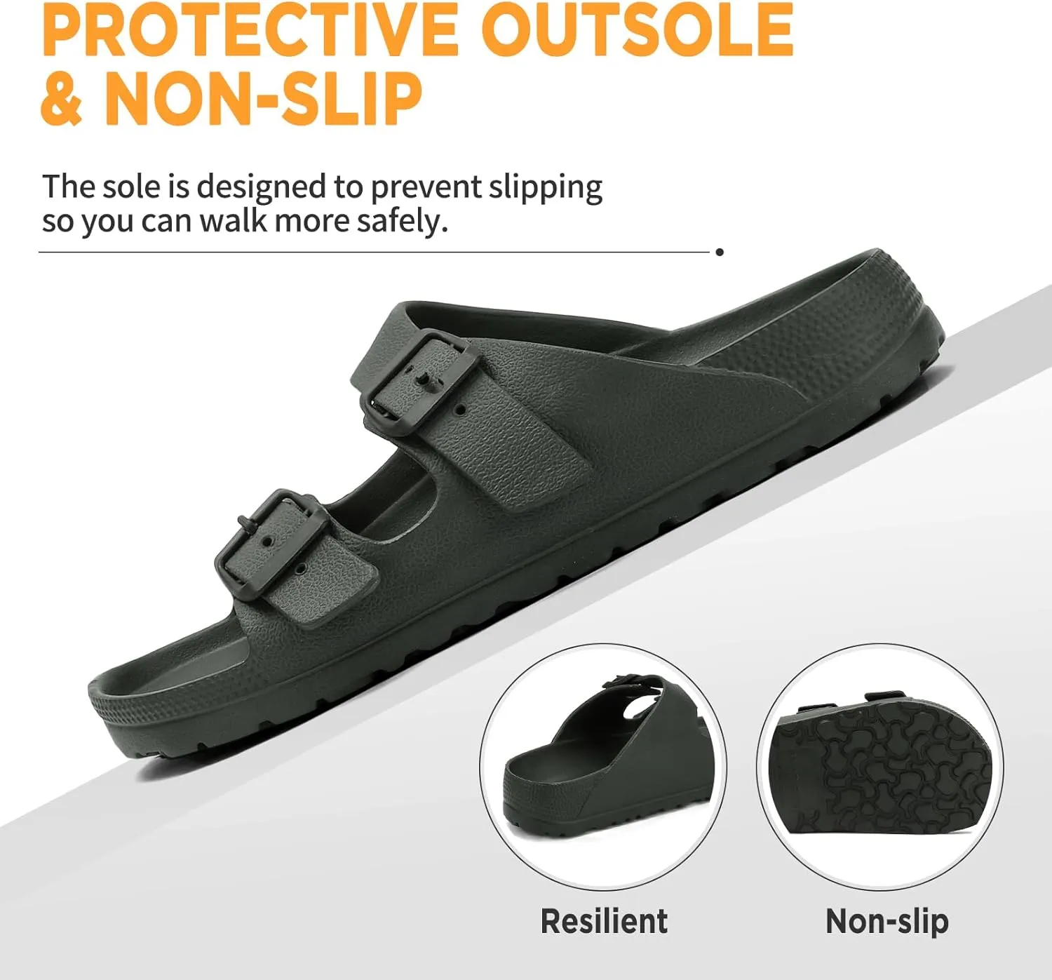 YUHITYGZGS Unisex Comfortable EVA Sandals with Arch Support, Adjustable Buckle, Summer Beach Slide Sandal for Women and Men