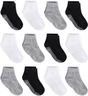 ZAPLES Baby Non Slip Grip Ankle Socks with Anti Skid Grippers Boys Girls Low Cut for Infants Toddlers Kids