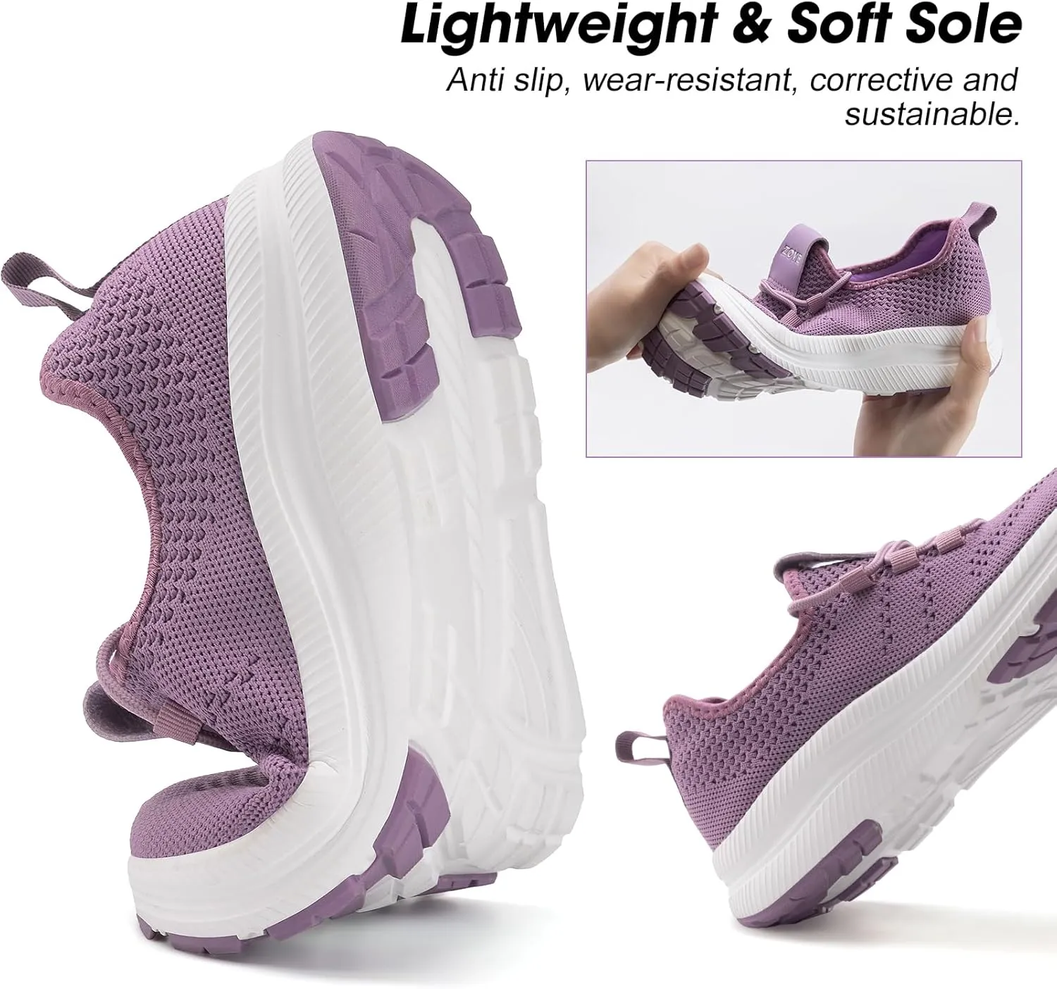 ZOVE Wide Toe Box Shoes Women Extra Wide Width Sneakers Ultra Light Road Running Shoes Non-Slip Tennis Sneakers Breathable Walking Athletic