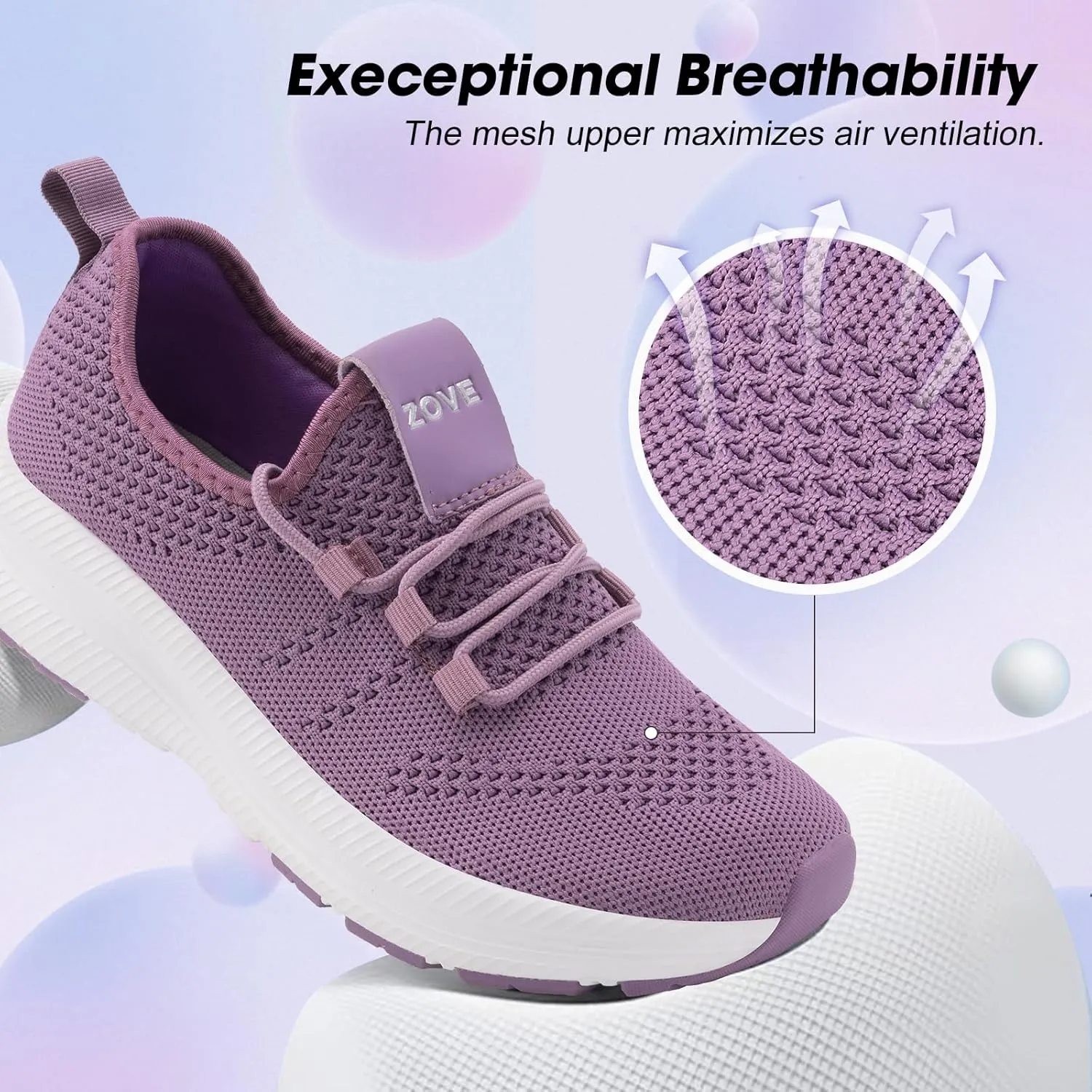 ZOVE Wide Toe Box Shoes Women Extra Wide Width Sneakers Ultra Light Road Running Shoes Non-Slip Tennis Sneakers Breathable Walking Athletic