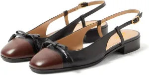 Zszszsu Women's Square Cap Toe with Bow Pumps Chunky Block Low Heels Slingback Buckled Strap Dressy Casual Comfy Daily Wear Shoes Size 4-16 US